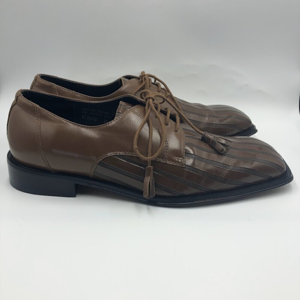 Giorgio Brutini Men’s Brown Leather Square Toe Dress Shoes Lace Up 10.5M Vintage - Picture 6 of 14
